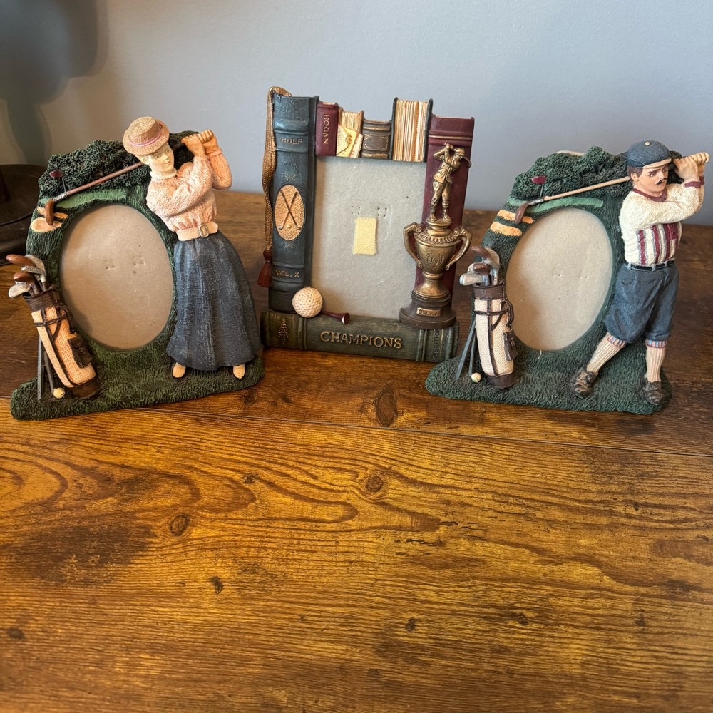 FIGI Golf‎ Champions 3 Piece Picture Frame Set Book Trophy Lady  Man Golfer